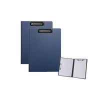 Lot de 2 porte-blocs pliables, 22,9 x 31,8 cm, étanches, format A4 ou A3, porte-bloc avec deux clips métalliques, support horizontal et vertical (bleu, A4)