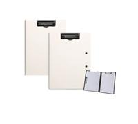 Lot de 2 porte-blocs pliants, porte-bloc étanches pour dossiers, format A4 ou A3, porte-bloc avec deux clips métalliques, support horizontal et vertical (blanc)