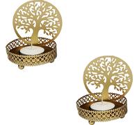 lot de 2 porte-bougies à réchaud Dentro 8cm or en métal Arbre de vie