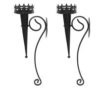 Lot de 2 porte-bougies muraux - Design de torche en fer mi-siècle - Crée une atmosphère romantique, convient pour les décorations de mariage, les fêtes de vacances, la terrasse