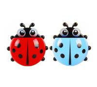 Lot de 2 porte-brosses à dents et dentifrice, porte-brosse à dents avec ventouse, porte-brosse à dents (rouge, bleu)