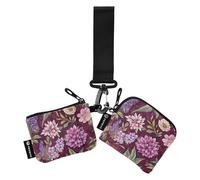 Lot de 2 porte-cartes amovibles avec dragonne pour femme et homme Motif fleurs de printemps Bordeaux, Fleurs de printemps Bordeaux, 1 size