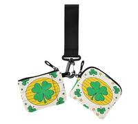 Lot de 2 porte-cartes avec fermeture éclair et dragonne, motif trèfle de la Saint-Patrick, étoiles vertes, St. Patrick's Clover étoiles vertes, 1 size, Décontracté
