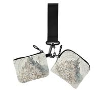 Lot de 2 porte-cartes avec poche zippée pour femme Motif château vintage partitions de musique, partition vintage castle partitionSurreal Style, 1 size, Décontracté