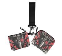 Lot de 2 porte-cartes avec poignards et cœur humain noir et rouge pour femme - Porte-cartes de visite tendance avec dragonne pour le travail et les voyages, Dagues de style sombre et cœur humain noir