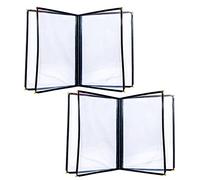Lot de 2 porte-cartes de menu A4 - 4 pages et 8 vues - Pochettes transparentes - Porte-menus - Noir - Avec protection des coins - Pour restaurant, bar, café, menu, carte des vins