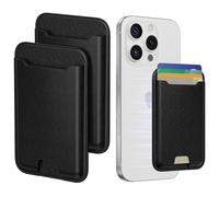 Lot de 2 porte-cartes de téléphone en cuir à coller, support de carte de crédit nano adhésif plus solide pour l'arrière de l'étui de téléphone, avec blocage RFID, peut contenir 4 cartes pour iPhone,