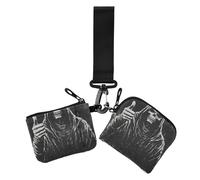 Lot de 2 porte-cartes de visite avec porte-clés pour femme Motif tête de mort gothique Noir, Death God Black Skull Gothic, 1 size, Décontracté