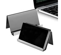 Lot de 2 porte-cartes de visite pour bureau - Support de table en acier inoxydable | Porte-cartes de visite pour exposition | Pour bureau, environnement intérieur, poste de travail, étude, école