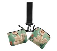 Lot de 2 porte-cartes de visite rétro avec porte-clés pour femme Motif lémurien, Cuvette de toilette rétro lémurienne, 1 size, Décontracté