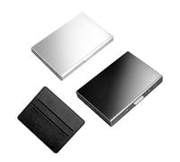 Lot de 2 porte-cartes en acier inoxydable et 1 porte-cartes en cuir, porte-cartes de visite, porte-cartes en accordéon en métal, porte-cartes protégé RFID et NFC pour femmes, hommes (or et argent),