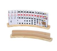 Lot de 2 porte-cartes en bois - Support de rangement pour cartes mains libres - 2 supports de poker - Accessoires pour poker, canasta, pinochle, , adultes et personnes âgées