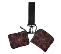 Lot de 2 porte-cartes gothiques rouges et noirs pour Halloween, tarot, astrologie pour femme, mini porte-cartes tendance avec dragonne pour le travail, les voyages, Gothique rouge noir Halloween Tarot