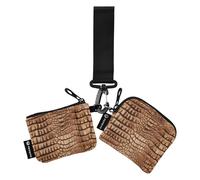 Lot de 2 porte-cartes minimalistes pour femme avec porte-clés pour homme et femme, Cuir d'alligator marron, 4.13"(L) x 3.5"(W), Accessoire de voyage