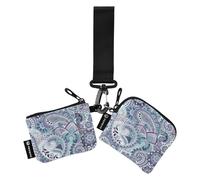 Lot de 2 porte-cartes pour femme style ethnique cachemire fleur de cajou jambon tatouage porte-monnaie mini tendance fermeture éclair dragonne portefeuille avec dragonne pour femme, Tatouage au jambon