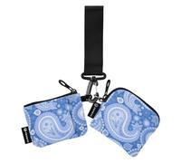 Lot de 2 porte-cartes pour femme style ethnique cachemire fleur de cajou jambon tatouage porte-monnaie fin détachable avec porte-clés pour femme, Tatouage au jambon de style ethnique cachemire fleur