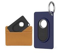 Lot de 2 porte-cartes pour MOWYEOK SmartTag2, en TPU souple ultra fin, avec porte-clés, convient pour portefeuilles, sacs à main, sacs à dos (noir + bleu)
