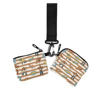 Lot de 2 porte-cartes vintage avec porte-clés pour femme Marron Blanc, Cowboy western vintage marron blanc, 1 size, Décontracté