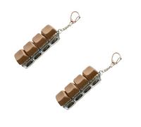 Lot de 2 porte-clés 4 en 1 avec bouton de décompression pour clavier - Bouton de décompression pour soulager le stress - Marron