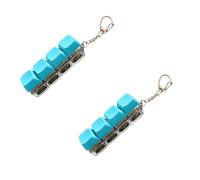 Lot de 2 porte-clés 4 en 1 avec bouton de décompression pour clavier, bouton de décompression pour soulager le stress (bleu clair)