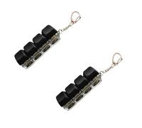 Lot de 2 porte-clés 4 en 1 pour clavier - Bouton de décompression pour soulager le stress - Noir