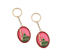 Lot de 2 porte-clés accessoires de prière de mosquée, thème de l ' architecture islamique, souvenir portable basé sur la foi pour les vacances musulmanes, porte-clés en alliage de zinc, symboles