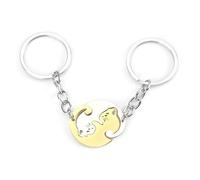 Lot de 2 porte-clés assortis dorés et blancs pour couples de chats mignons, porte-clés assortis pour couples pour exprimer l'amour et l'affection avec un design mignon, porte-clés unique pour les