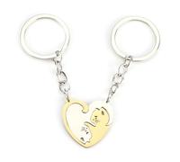 Lot de 2 porte-clés assortis dorés et blancs pour couples de chats mignons pour couples pour exprimer l'amour et l'affection, porte-clés uniques pour les amoureux des chats, cadeaux de couple, Blanc