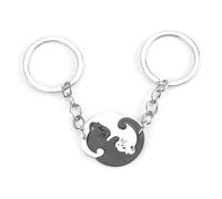 Lot de 2 porte-clés assortis noirs et blancs pour couples de chats mignons, porte-clés assortis pour couples pour exprimer l'amour et l'affection avec un design mignon, porte-clés unique pour les