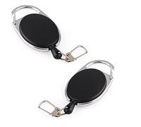 Lot de 2 porte-clés, avec corde de 60 cm, porte-badge, 6,5 x 3,5 cm, extensible, mousqueton pour pantalon, porte-badge JoJo, clip rétractable, porte-cartes, porte-clés