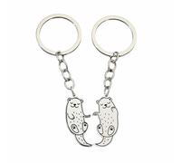 Lot de 2 porte-clés avec gravure « I Love You Like No Otter », porte-clés pour partenaire, avec motif animal, cadeau d'anniversaire, de Saint-Valentin, pour couples et les mariés, avec chiffon en