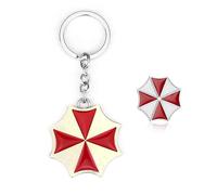 Lot de 2 porte-clés avec logo parapluie + broche badge Resident-Evils8 Cosplay Bijoux, 49 mm, Métal