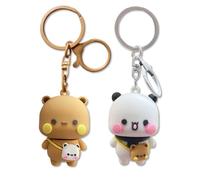Lot de 2 porte-clés Bubu Dudu Anime - Couple de pandas de dessin animé - Pendentif mignon pour sacs à main, sacs à dos et porte-monnaie - Cadeau parfait pour votre partenaire et vos amis
