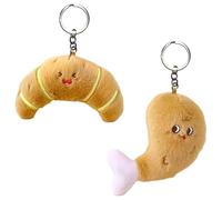 Lot de 2 porte-clés croissant, doudou croissant, matériaux de qualité supérieure, idéal pour trousseau de clés, sac ou sac à dos, design mignon pour tous les âges, marron, M