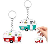 Lot de 2 Porte-Clés de Caravane, Accessoires RV, Voiture, Camping, pour Amoureux, Cadeau de Voyage, Mélange de Couleurs, 4,5 x 3 cm