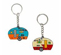 Lot de 2 porte-clés de caravane Porte Clés Caravane Cartoon Pendentifs Décoratifs porte-clés de voiture pour décoration de camping-car, voyage
