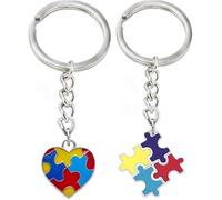 Lot de 2 porte-clés de sensibilisation à l'autisme, pièces de puzzle pour l'autisme, cadeaux d'anniversaire, de Noël
