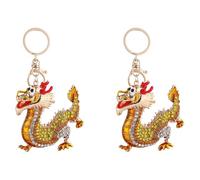 Lot de 2 porte-clés élégants en forme de dragon chinois avec strass étincelants pour sacs à main, décoration de fête, cadeau de culture chinoise
