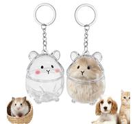 Lot De 2 Porte-Clés En Acrylique En Forme De Hamster 7 * 5 * 3 Cm | Souvenir Pour Animaux | Récipient Commémoratif | Pour Les Amoureux Des Animaux