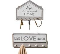 lot de 2 Porte-clés en bois au design moderne, Organisateur d'entrée mural avec 12 crochets pour clés,Reproduction parfait pour la maison et le bureau