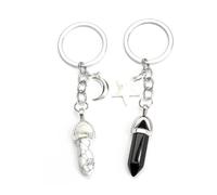 Lot de 2 porte-clés en cristal avec breloques étoile et lune, cadeau porte-bonheur pour femmes, amies et professeurs ; Porte-clés anniversaire, remise de diplôme, remerciement, amitié ou au revoir