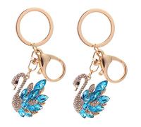 Lot de 2 Porte-clés en Forme de Cygne avec Strass - Décoration à Suspendre - pour de Voiture, Bleu pièces, 4X3.5X0.5CMx2pcs