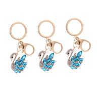 Lot de 2 Porte-clés en Forme de Cygne avec Strass - Décoration à Suspendre - pour de Voiture, Bleu x 3 pièces, 4X3.5X0.5CMx3pcs