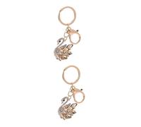 Lot de 2 Porte-clés en Forme de Cygne avec Strass - Décoration à Suspendre - pour de Voiture, Goldenx2, 4X3.5X0.5CMx2pcs