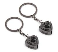 Lot de 2 porte-clés en métal avec pendentif moteur rotatif pour homme et amis, Noir (2 pièces/lot), taille unique