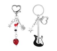 Lot de 2 porte-clés esthétiques Y2K - Accessoires esthétiques - Accessoires Y2K - Accessoires esthétiques - Convient pour les hommes et les femmes - Comme pendentif en métal, noir/blanc, S