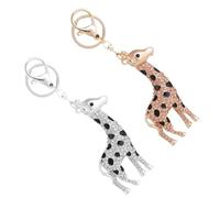 Lot de 2 porte-clés Girafe en Alliage Coloré Strass Petit porte-clés Suspendu pour Paquet à Dos et de Voiture Accessoires Décoratifs Élégants en Or Clair et Blanc K