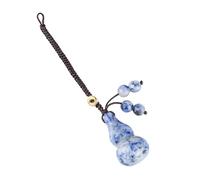 Lot de 2 Porte-clés Gourde en Pierre Naturelle - Fait Main, Pierres Semi-précieuses et Macramé, Porte-bonheur Léger, Même ou Différent Modèle, Mixte, pour Clés, Sacs et Voiture (Blue Spot Jade)