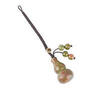 Lot de 2 Porte-clés Gourde en Pierre Naturelle - Fait Main, Pierres Semi-précieuses et Macramé, Porte-bonheur Léger, Même ou Différent Modèle, Mixte, pour Clés, Sacs et Voiture (Greenstone)