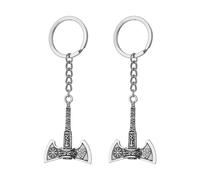 Lot de 2 porte-clés hache viking pour homme - Porte-clés vintage en forme de hache - Porte-clés créatif - Cadeaux pour les joueurs et les amateurs médiévaux, bronze, 4.6*2.6cm